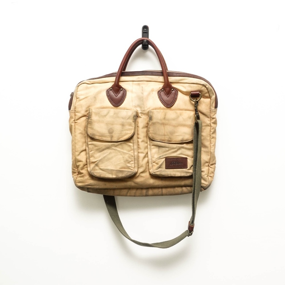 Rare Vintage L.L. Bean Naturally Aged And Distressed Blanket Tech Bag Briefcase - Picture 3 of 9